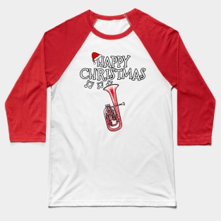 Christmas Tenor Horn Brass Musician Santa Hat Xmas Baseball T-Shirt